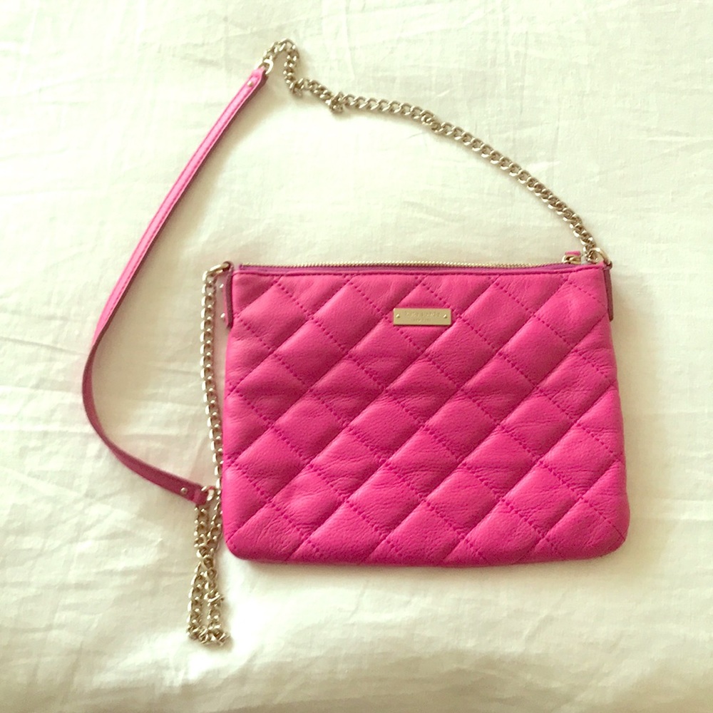 Pink quilted LAMBSKIN Kate Spade crossbody!